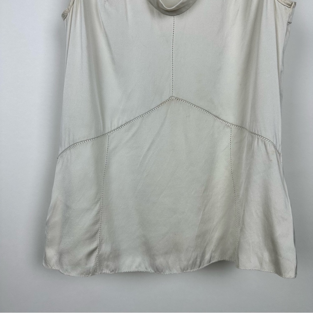 TORY BURCH Jasmine 100% Silk Shell Cow Neck Tank Top Ivory Cream - Picture 4 of 8